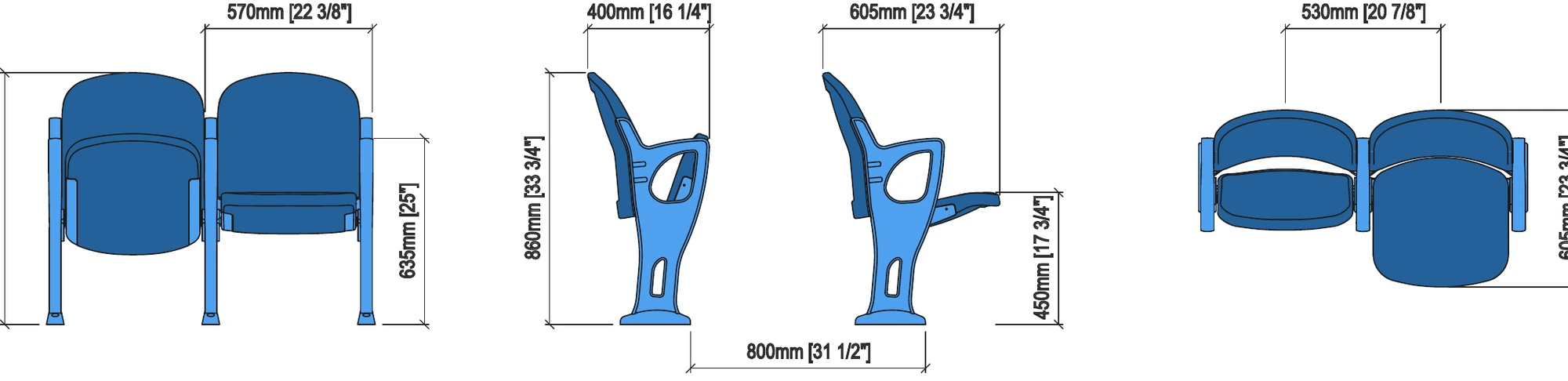 Technical drawing – ES-500 TT — stadium seating by BOXTECH