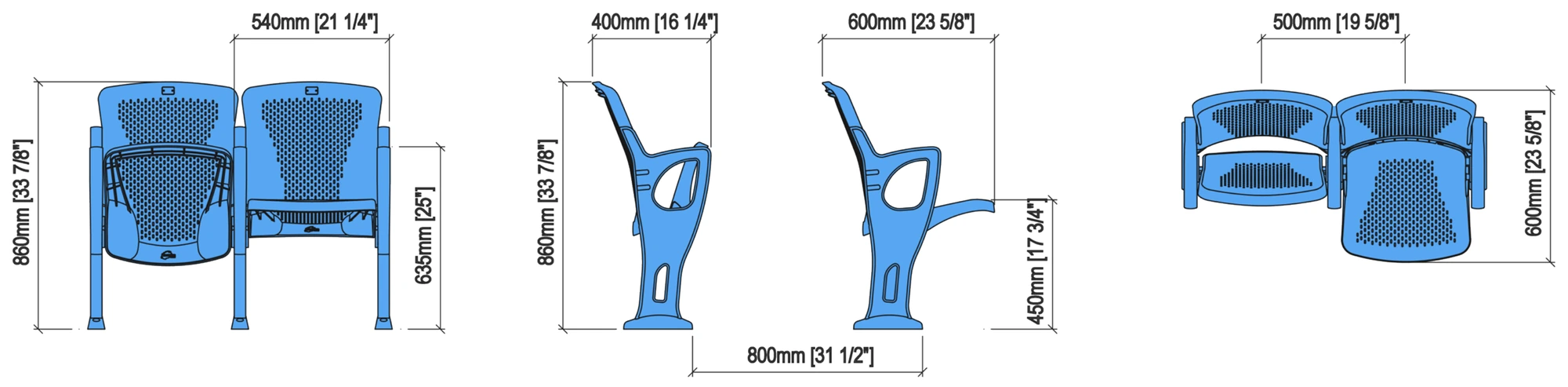 Technical drawing – FRESH — stadium seating by BOXTECH