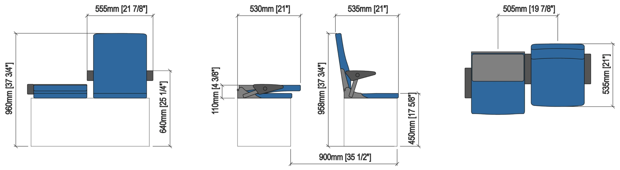 Technical drawing – MICRA 100 — stadium seating by BOXTECH