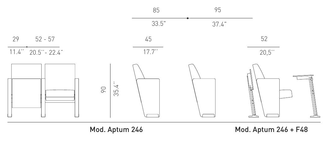 Technical drawing – Aptum — theatre seats by BOXTECH